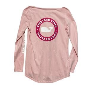 Vineyard Vines Whale Hoodie Tee Top XS Pink Logo Graphic‎ Preppy Beachy Travel
